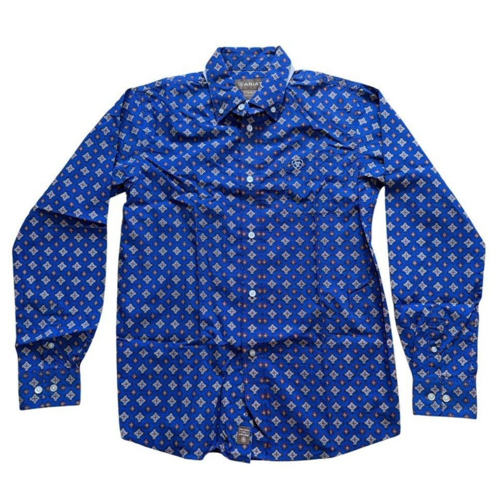Ariat blue patterned button up shirt
